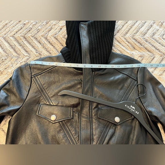Coach Leather Moto Jacket with Knit Collar - Picture 14 of 16